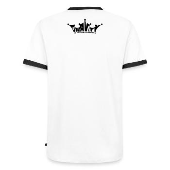 gravity majesty - Männer Kontrast-T-Shirt - Weiß/Schwarz - Hinten - AI Model Male 178 dark (178cm)
