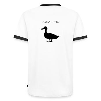 Duck funny gift What the Duck - Men's Ringer Shirt - white/black - Back - AI Model Male 178 dark (178cm)