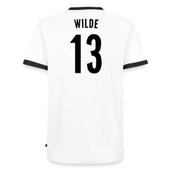 Wilde 13, 2014 Müller, Fußball, Nationalelf - Männer Kontrast-T-Shirt - Weiß/Schwarz - Hinten - AI Model Male 178 dark (178cm)