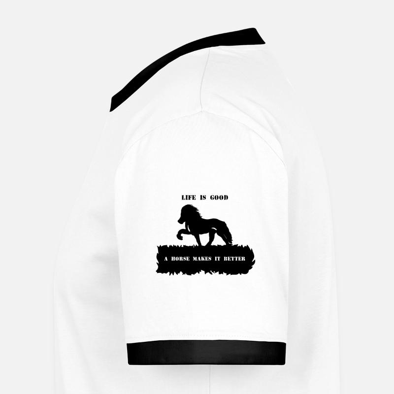 Spruch 2 mit Pferd 1 schwarz - Männer Kontrast-T-Shirt - Weiß/Schwarz
