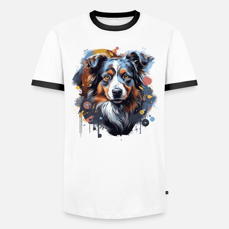 Australischer Schäferhund - Männer Kontrast-T-Shirt - Weiß/Schwarz