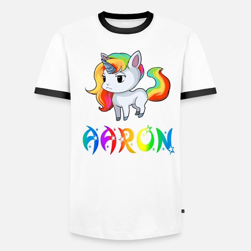 Aaron Einhorn - Männer Kontrast-T-Shirt - Weiß/Schwarz