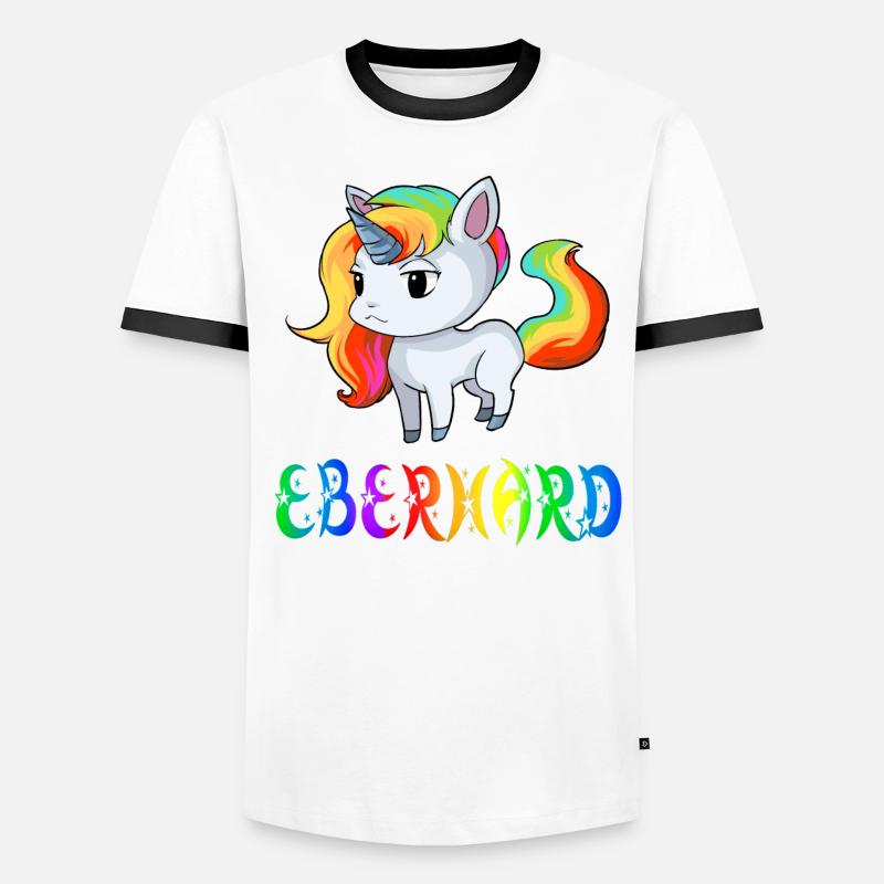 Eberhard Einhorn - Männer Kontrast-T-Shirt - Weiß/Schwarz