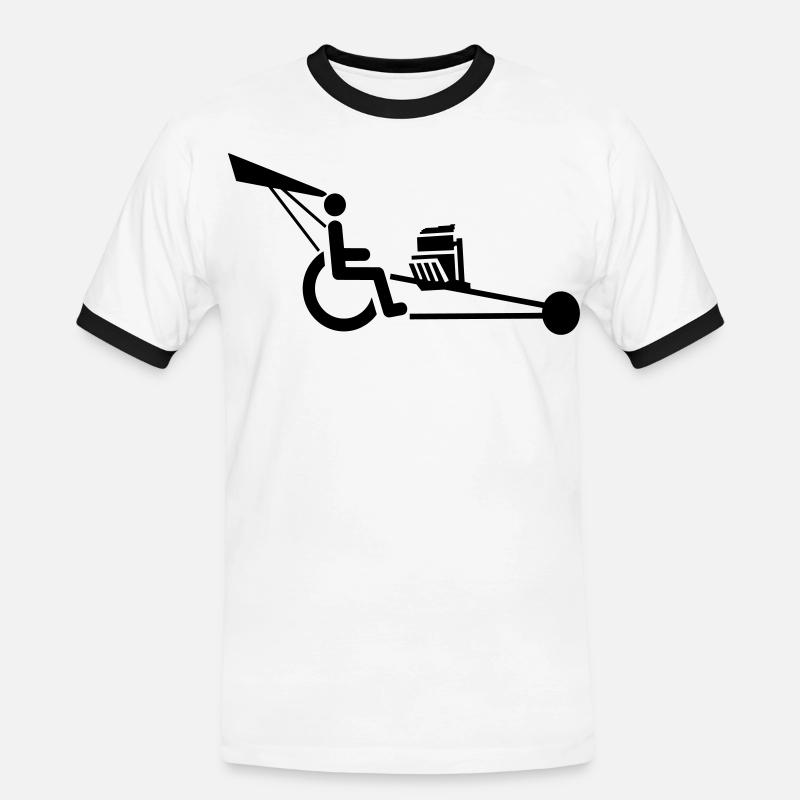 Bild eines Rollstuhls mit V8-Motor # - Männer Kontrast-T-Shirt - Weiß/Schwarz
