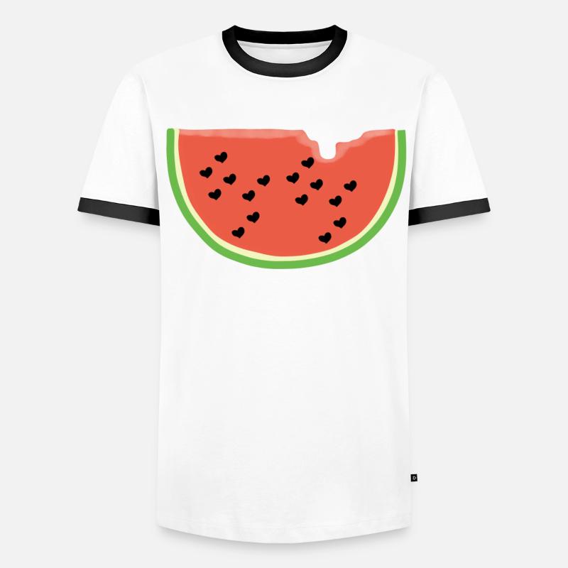Melone mit Herz - Geschenk - Wassermelone - Comic - Männer Kontrast-T-Shirt - Weiß/Schwarz