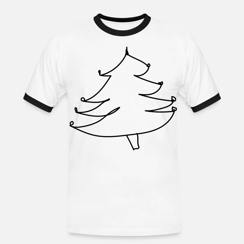 Weihnachtsbaum-Pullover (falscher Weihnachts-Pullover) - Männer Kontrast-T-Shirt - Weiß/Schwarz