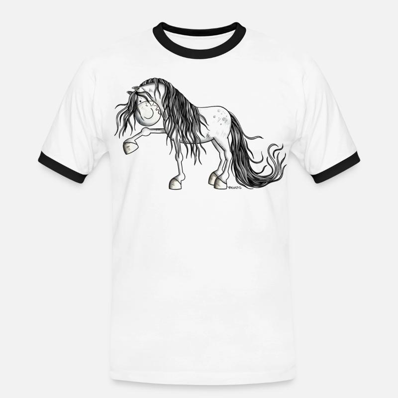 Lustiger Andalusier - Männer Kontrast-T-Shirt - Weiß/Schwarz