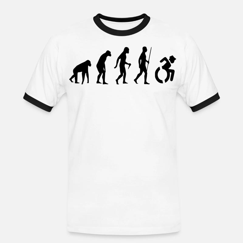 Evolution Rollstuhl. Die Rollstuhl-Evolution * - Männer Kontrast-T-Shirt - Weiß/Schwarz