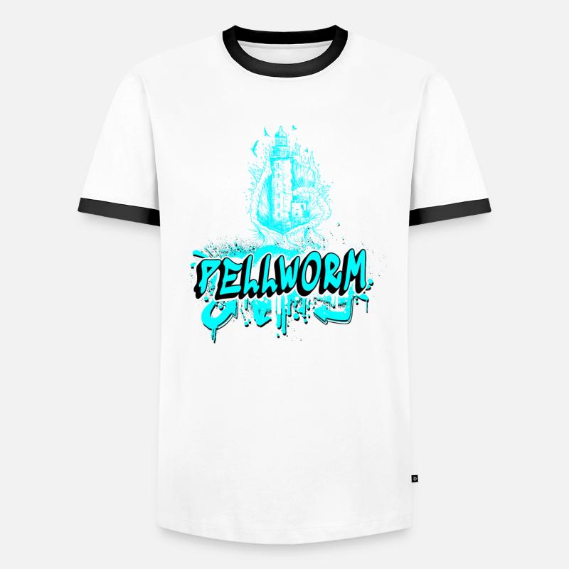 Pellworm lighthouse graffiti design - Men's Ringer Shirt - white/black