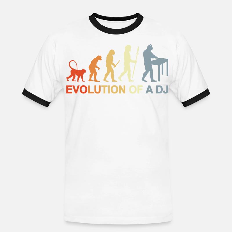 Evolution eines DJ - Männer Kontrast-T-Shirt - Weiß/Schwarz