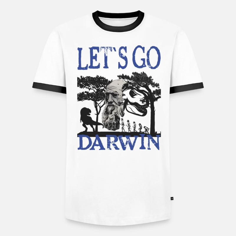 Idée cadeau textile Charles Darwin Evolution - T-shirt contrasté Homme - blanc/noir