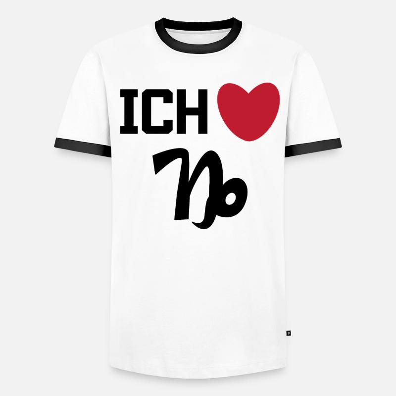 Herz Steinbock Statement Horoskop Sternzeichen - Männer Kontrast-T-Shirt - Weiß/Schwarz