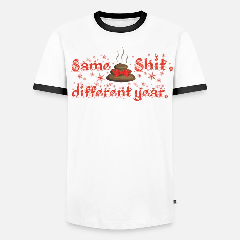 Same Shit - different year, ugly christmas - Männer Kontrast-T-Shirt - Weiß/Schwarz