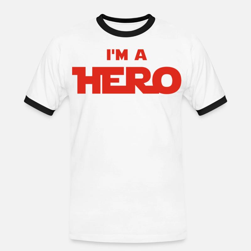 Ich bin ein Held (rot) - Männer Kontrast-T-Shirt - Weiß/Schwarz