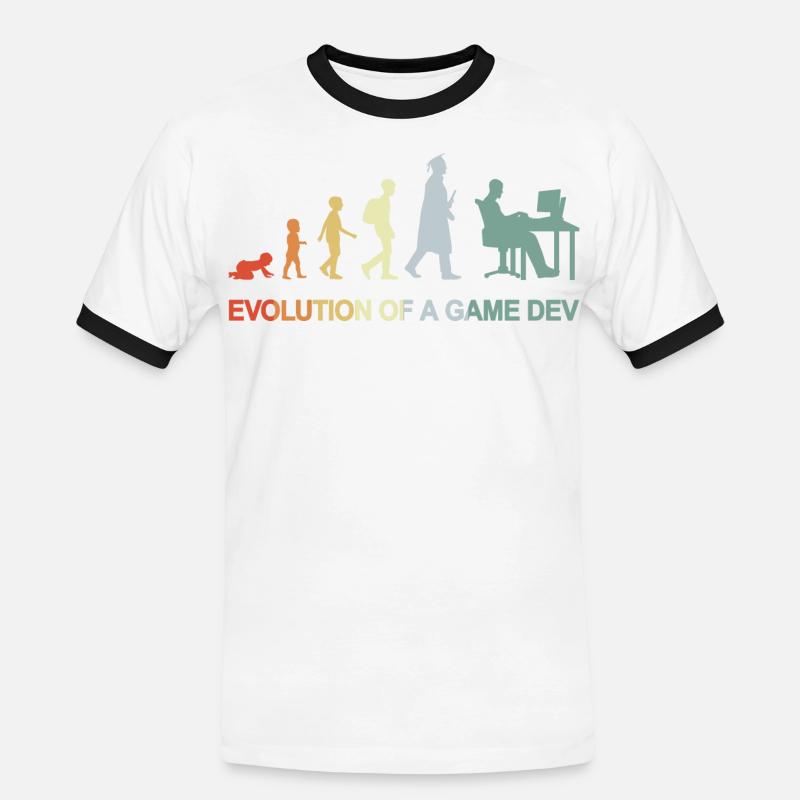 Game Dev Evolution - Männer Kontrast-T-Shirt - Weiß/Schwarz