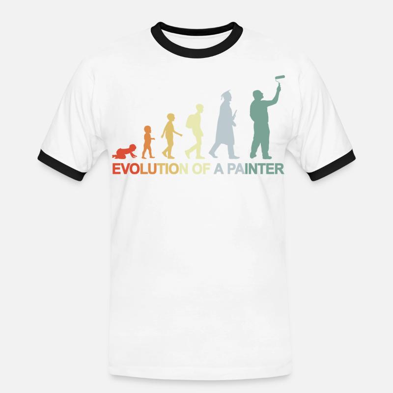 Maler Lackierer Evolution - Männer Kontrast-T-Shirt - Weiß/Schwarz