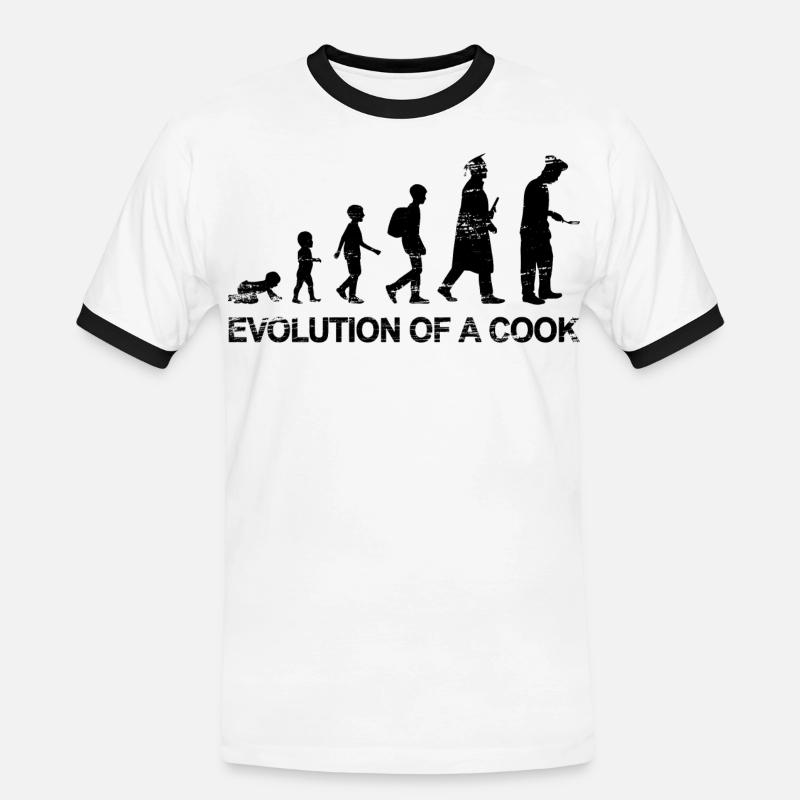 Koch Evolution - Männer Kontrast-T-Shirt - Weiß/Schwarz