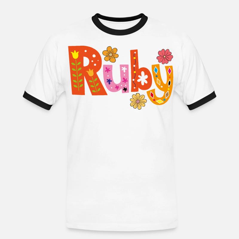 Personalized Ruby Name - Men's Ringer Shirt - white/black