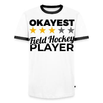 Funny field hockey player - Men's Ringer Shirt - white/black - Front - AI Model Female 172 light (172cm) & AI Model Male 178 dark (178cm)