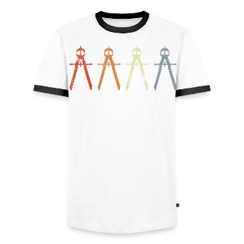 Retro Architekt Zirkel - Männer Kontrast-T-Shirt - Weiß/Schwarz - Vorne - AI Model Female 172 light (172cm) & AI Model Male 178 dark (178cm)