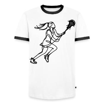 Lacrosse Girls - Men's Ringer Shirt - white/black - Front - AI Model Female 172 light (172cm) & AI Model Male 178 dark (178cm)
