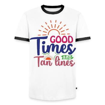 Bons moments et lignes de bronzage - T-shirt contrasté Homme - blanc/noir - Devant - AI Model Female 172 light (172cm) & AI Model Male 178 dark (178cm)