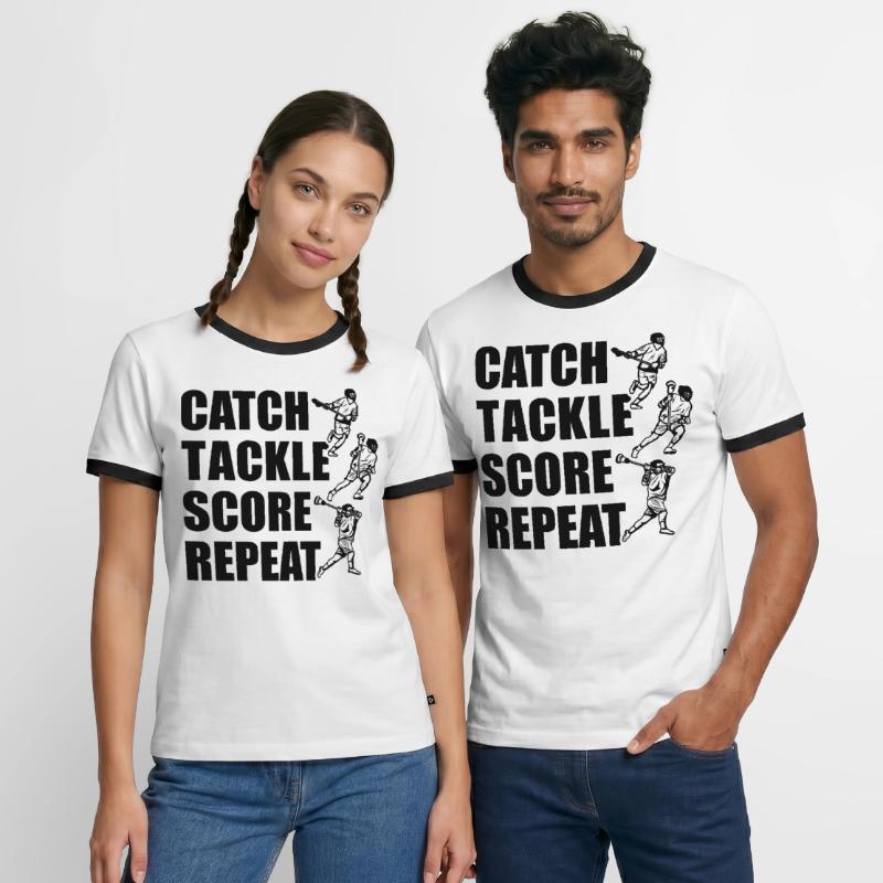 Attraper, plaquer, pointer, répéter T-shirt contrasté Homme