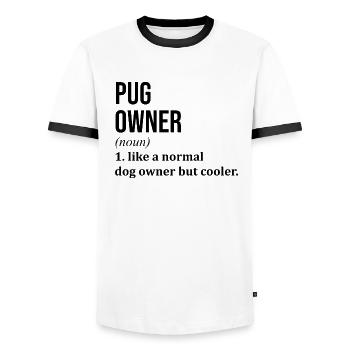 Mops - Männer Kontrast-T-Shirt - Weiß/Schwarz - Vorne - AI Model Female 172 light (172cm) & AI Model Male 178 dark (178cm)