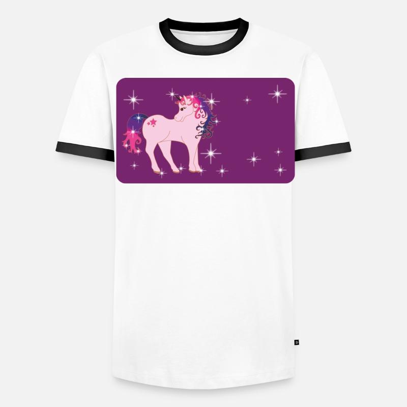 Fantasy Einhorn mit Sternchen - lila  - Männer Kontrast-T-Shirt - Weiß/Schwarz