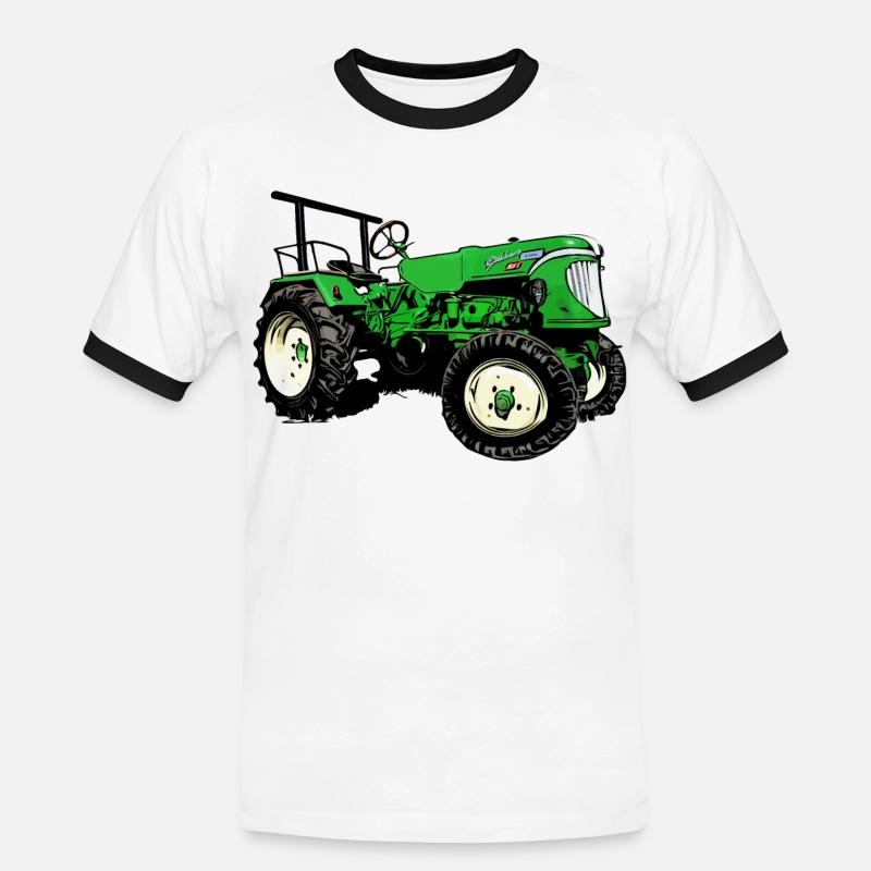 Güldner ADN-8 Haifischmaul Traktor - Männer Kontrast-T-Shirt - Weiß/Schwarz