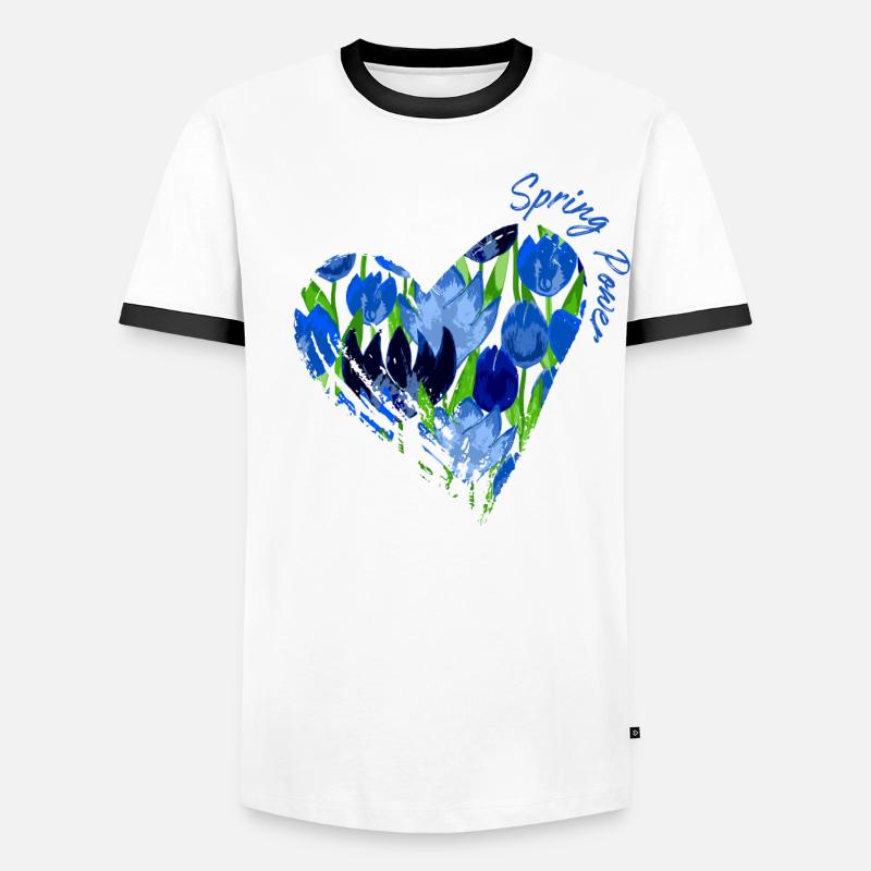 Blue Tulip Heart: Spring Power - Männer Kontrast-T-Shirt - Weiß/Schwarz