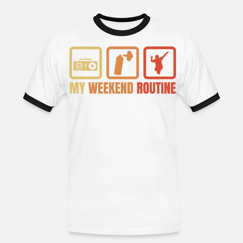 Break Dancer Weekend Routine - Men's Ringer Shirt - white/black