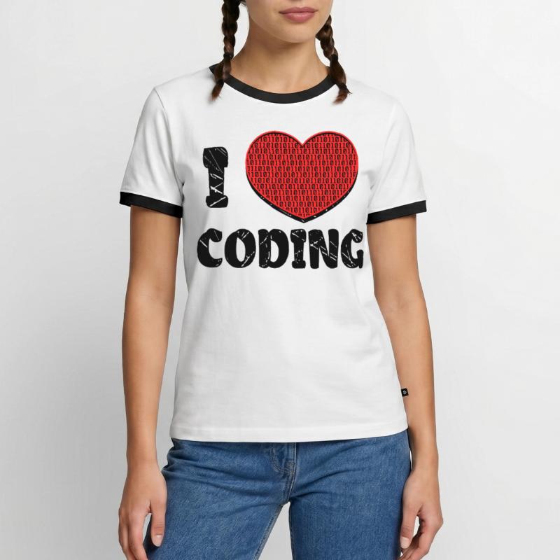 Script de code Debug Heart Statement T-shirt contrasté Homme