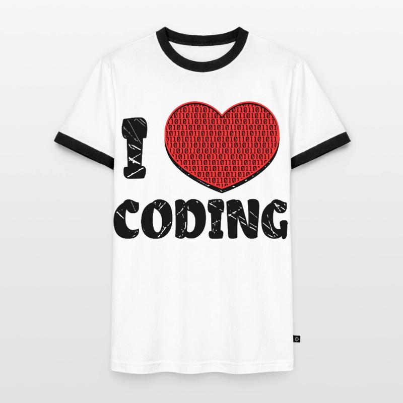 Code Developer Scripting Debug Heart Statement Men's Ringer Shirt