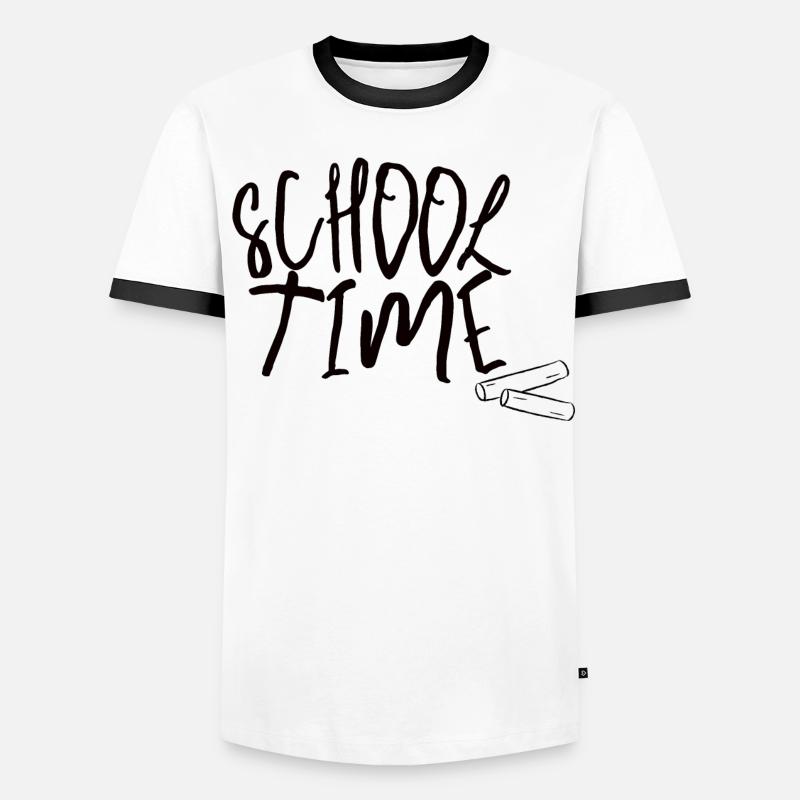 School Time – Minimal Schulstart Design - Männer Kontrast-T-Shirt - Weiß/Schwarz