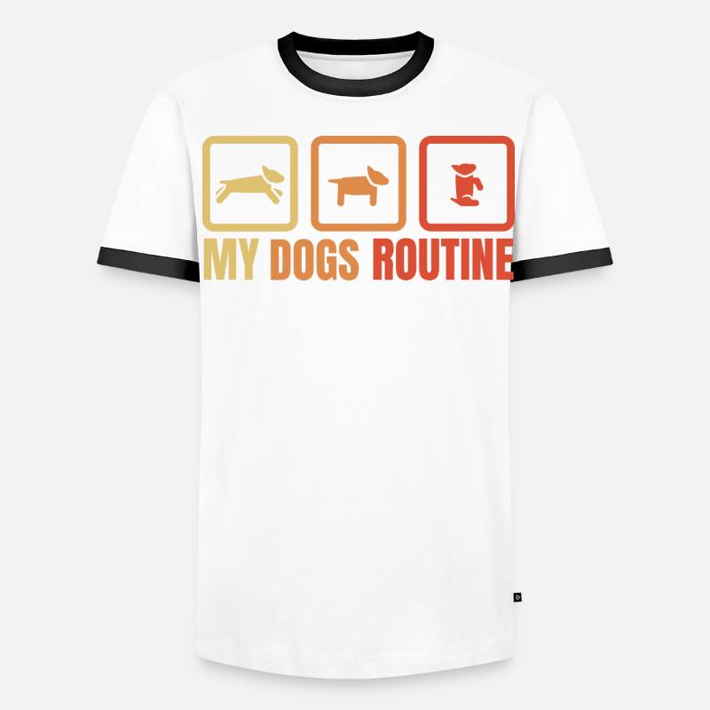 Die Routine meines Hundes - Männer Kontrast-T-Shirt - Weiß/Schwarz