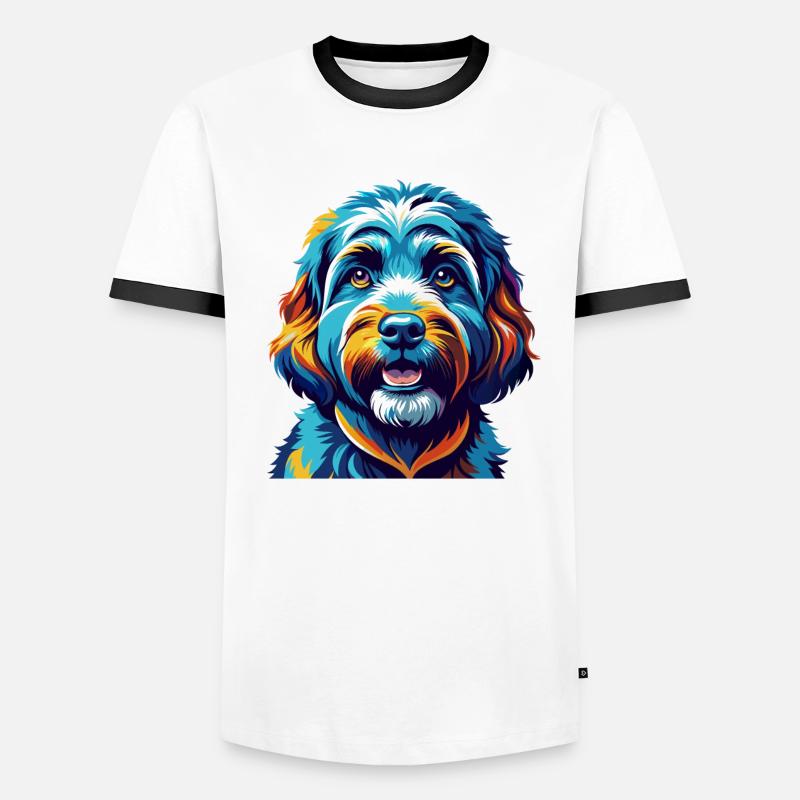 Cockapoo Hunderasse Bunt Karikatur Kawaii - Männer Kontrast-T-Shirt - Weiß/Schwarz