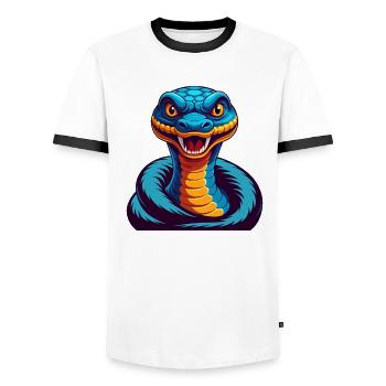 Anaconda Colorful Kawaii Cartoon Character Clipart - Men's Ringer Shirt - white/black - Front - AI Model Female 172 light (172cm) & AI Model Male 178 dark (178cm)