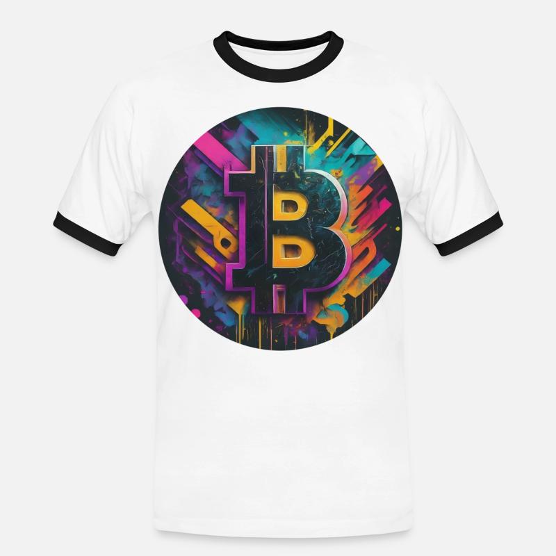 Bitcoin-Explosion der Farben - Männer Kontrast-T-Shirt - Weiß/Schwarz