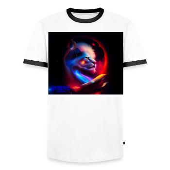 Lion Univers - Men's Ringer Shirt - white/black - Front - AI Model Female 172 light (172cm) & AI Model Male 178 dark (178cm)