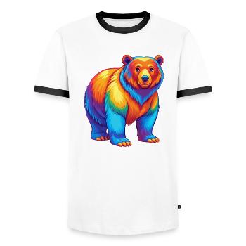 ours coloré kawaii dessin animé personnage clipart - T-shirt contrasté Homme - blanc/noir - Devant - AI Model Female 172 light (172cm) & AI Model Male 178 dark (178cm)