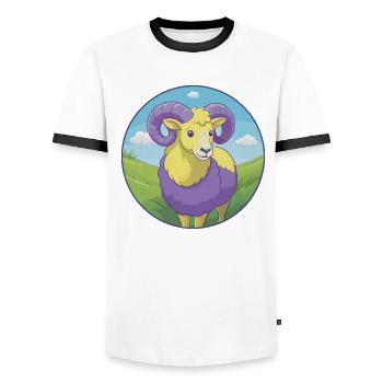 Ram Niedliche Kawaii Cartoon Clipart Tier Haustier - Männer Kontrast-T-Shirt - Weiß/Schwarz - Vorne - AI Model Female 172 light (172cm) & AI Model Male 178 dark (178cm)