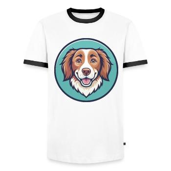 Nouvelle-Écosse Canard Tolling Retriever Chien Dessin animé Animal de compagnie - T-shirt contrasté Homme - blanc/noir - Devant - AI Model Female 172 light (172cm) & AI Model Male 178 dark (178cm)