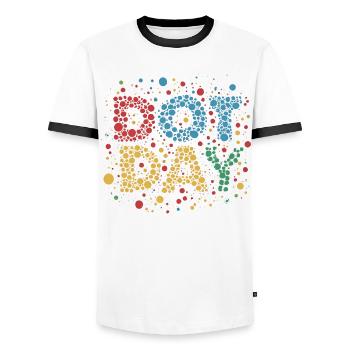 DOT-TAG - Männer Kontrast-T-Shirt - Weiß/Schwarz - Vorne - AI Model Female 172 light (172cm) & AI Model Male 178 dark (178cm)