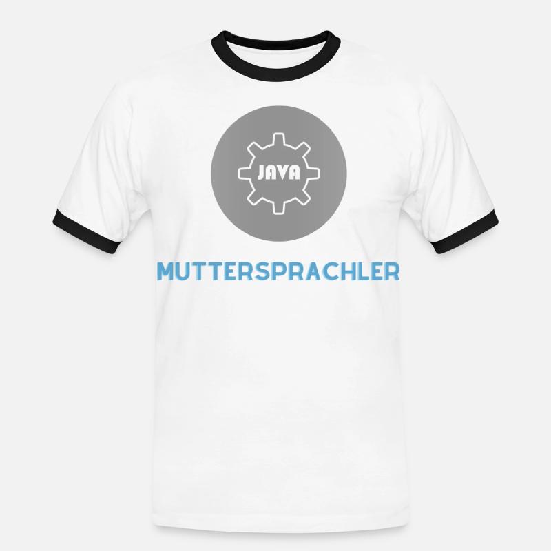Muttersprachler: JavaScript Edition - Männer Kontrast-T-Shirt - Weiß/Schwarz