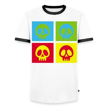 Crâne manga pop art - T-shirt contrasté Homme - blanc/noir - Devant - AI Model Female 172 light (172cm) & AI Model Male 178 dark (178cm)