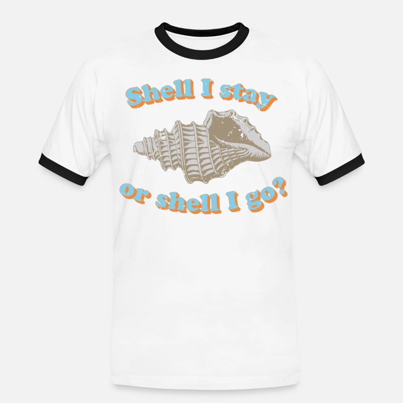Muschel oder gehen? - Männer Kontrast-T-Shirt - Weiß/Schwarz