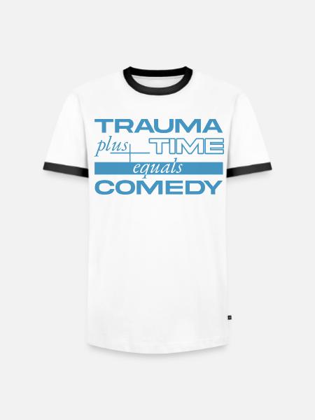 Trauma + Time = Comedy - Men's Ringer Shirt - white/black