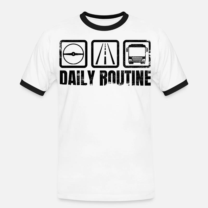 Busfahrer Routine - Männer Kontrast-T-Shirt - Weiß/Schwarz