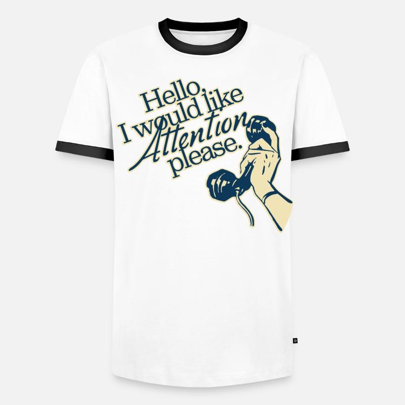Hello, I Need Attention – Retro Statement - Men's Ringer Shirt - white/black